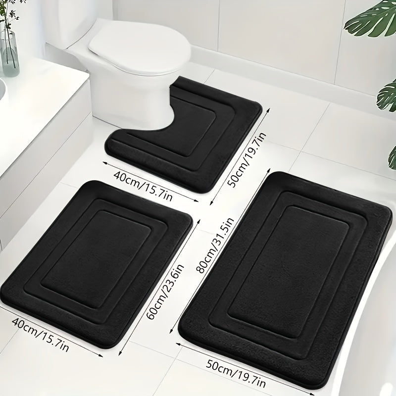 Sklisikker og absorberende 3-delt baderomsmatte i memory foam. Perfekt for ethvert baderom.