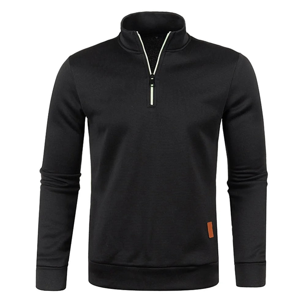 Klassisk menns sweatshirt med halv glidelås og rullekrage, for en tidløs og komfortabel stil.