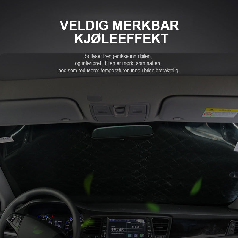 "Magnetisk anti-snødeksel for biler, grått aluminiumsstoff, beskytter frontruten mot snø og frost om vinteren."