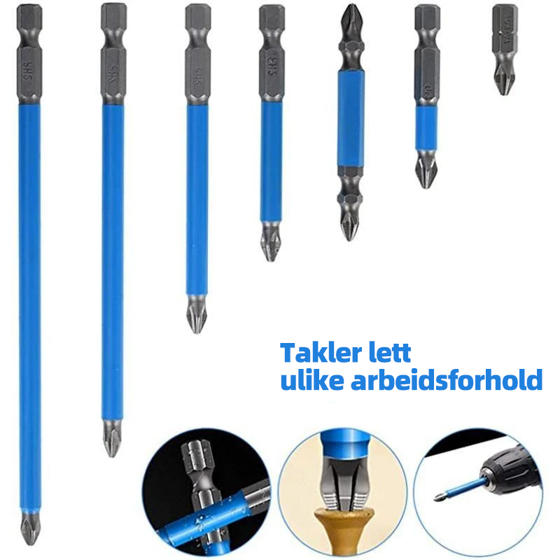 Magnetisk antiskli skruetrekkerbits i S2-stål, kraftig magnet, sort overflate, ideell for presisjonsarbeid.