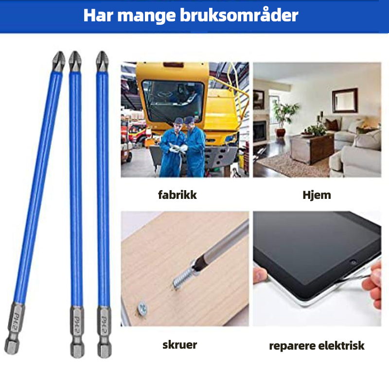 Magnetisk antiskli skruetrekkerbits i S2-stål, kraftig magnet, sort overflate, ideell for presisjonsarbeid.