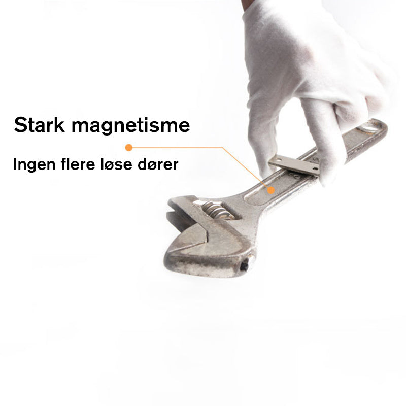 "Magnetisk dørlukker i rustfritt stål med sterk magnet. Ultra tynn og hullfri, enkel installering for skap og skuffer."