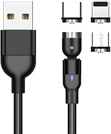 Praktisk magnetisk snap-on ladekabel i slitesterk nylon for alle smarttelefoner