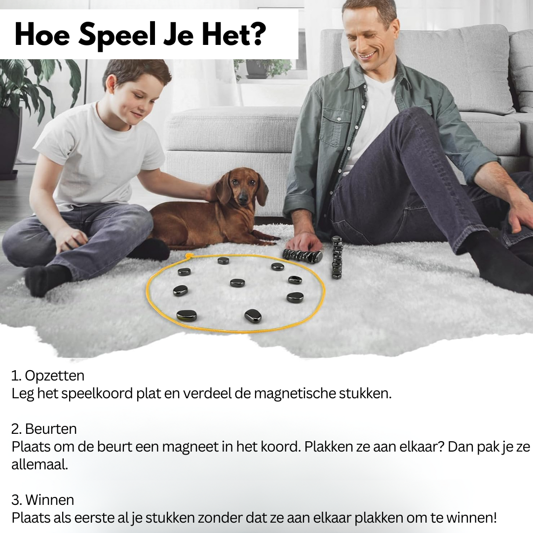 Magnetisk reisesjakksett foldet ut, strategisk sjakkparti i gang, fremmer tankespill for voksne og barn