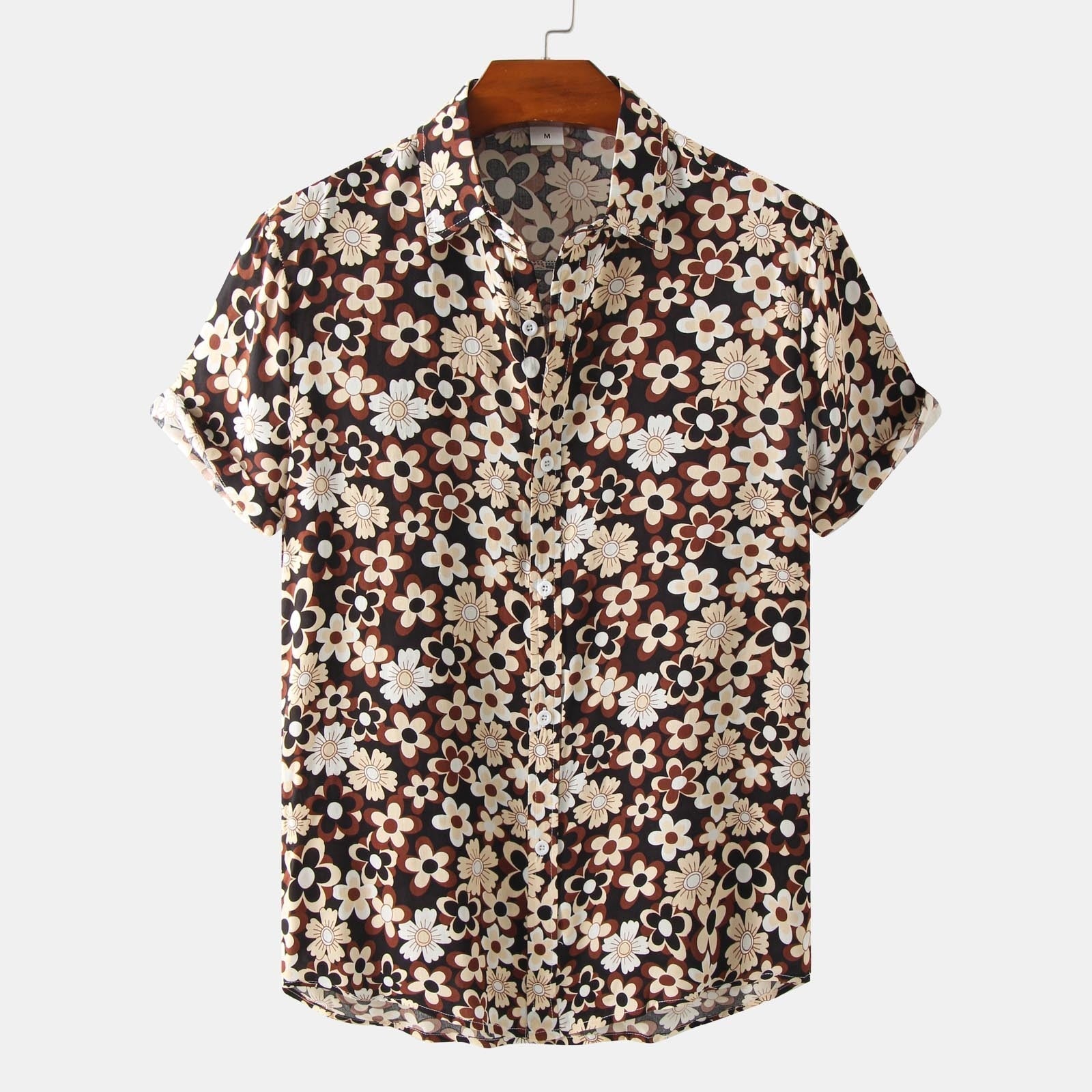 Casual herreskjorte med blomstermønster, ideell for fritid og sommer. Komfortabel og stilig blomsterkrageskjorte.