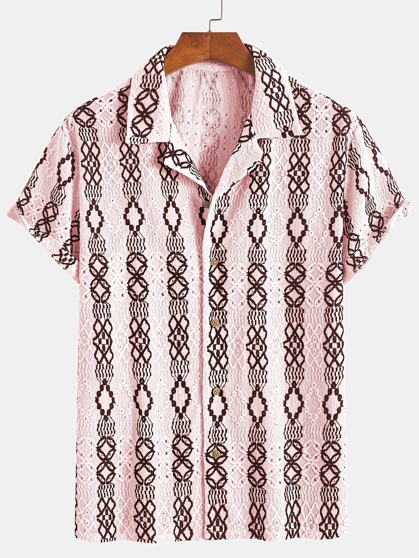 Kortermet herreskjorte med unikt, fargerikt mønster. Trendy og behagelig sommerskjorte for menn.
