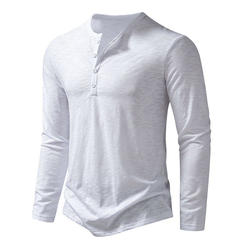 Komfortabel menns langermet Henley t-skjorte. Mykt stoff, perfekt for hverdag og casual stil.