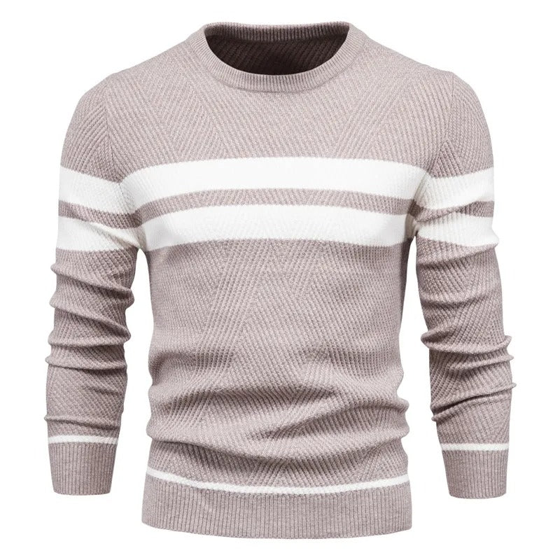 Casual herre genser, langermet patchwork design, rund hals, moderne mote for menn.