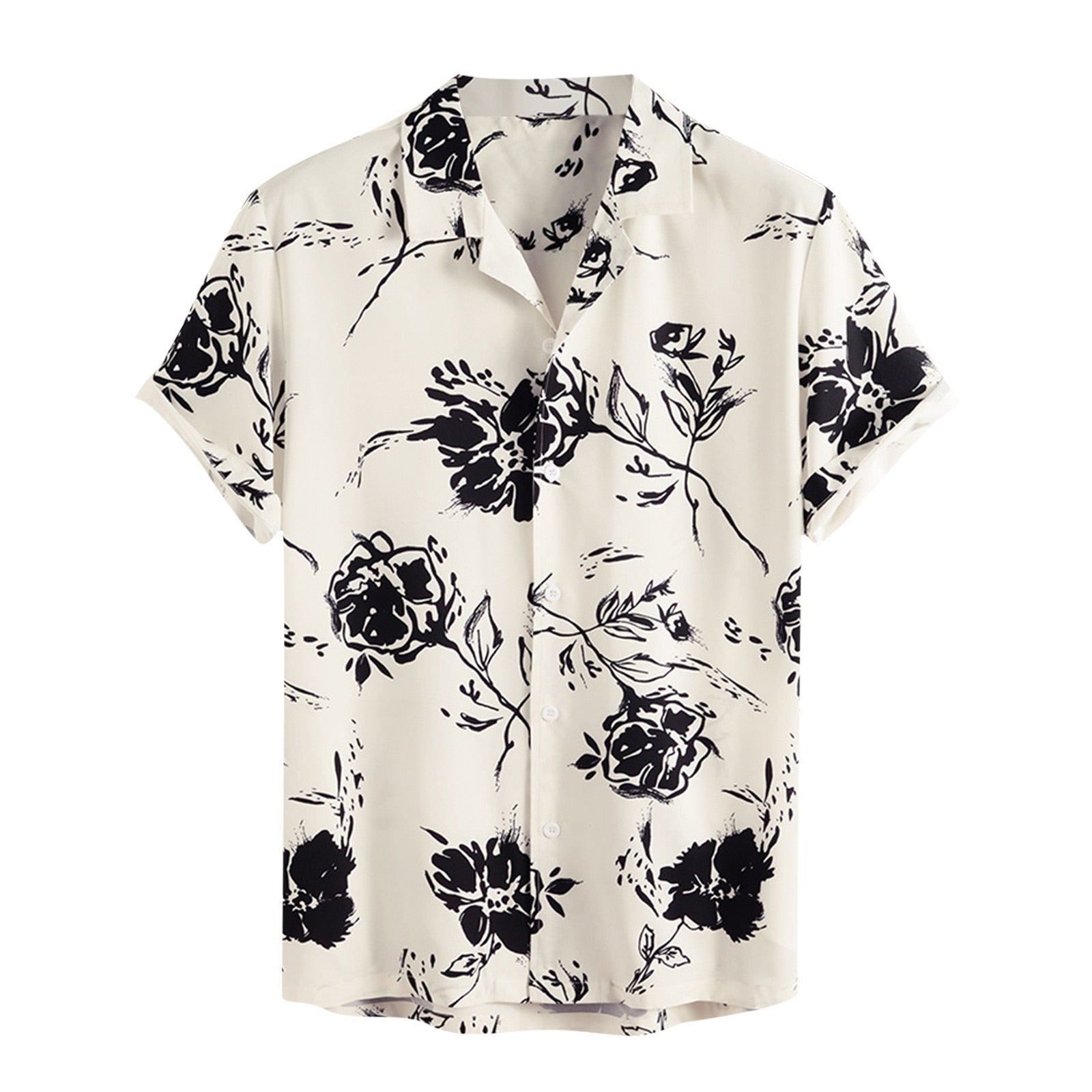 Menns lett blomstrete sommerbluse, kort erm, perfekt for varme dager og fritid.