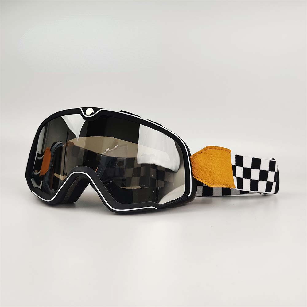 Klassiske motorsykkelbriller for menn. Svarte retro briller med effektiv UV-beskyttelse.
