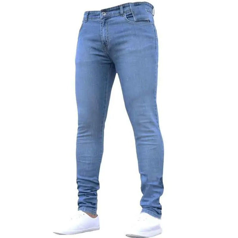 Menns skinny jeans i mørkeblå denim med stretchkomfort, perfekt for en casual stil.