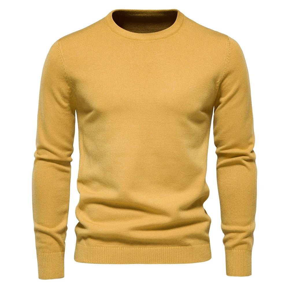 Mote-riktig menns genser: slimfit O-hals pullover, varm og perfekt for kalde dager.