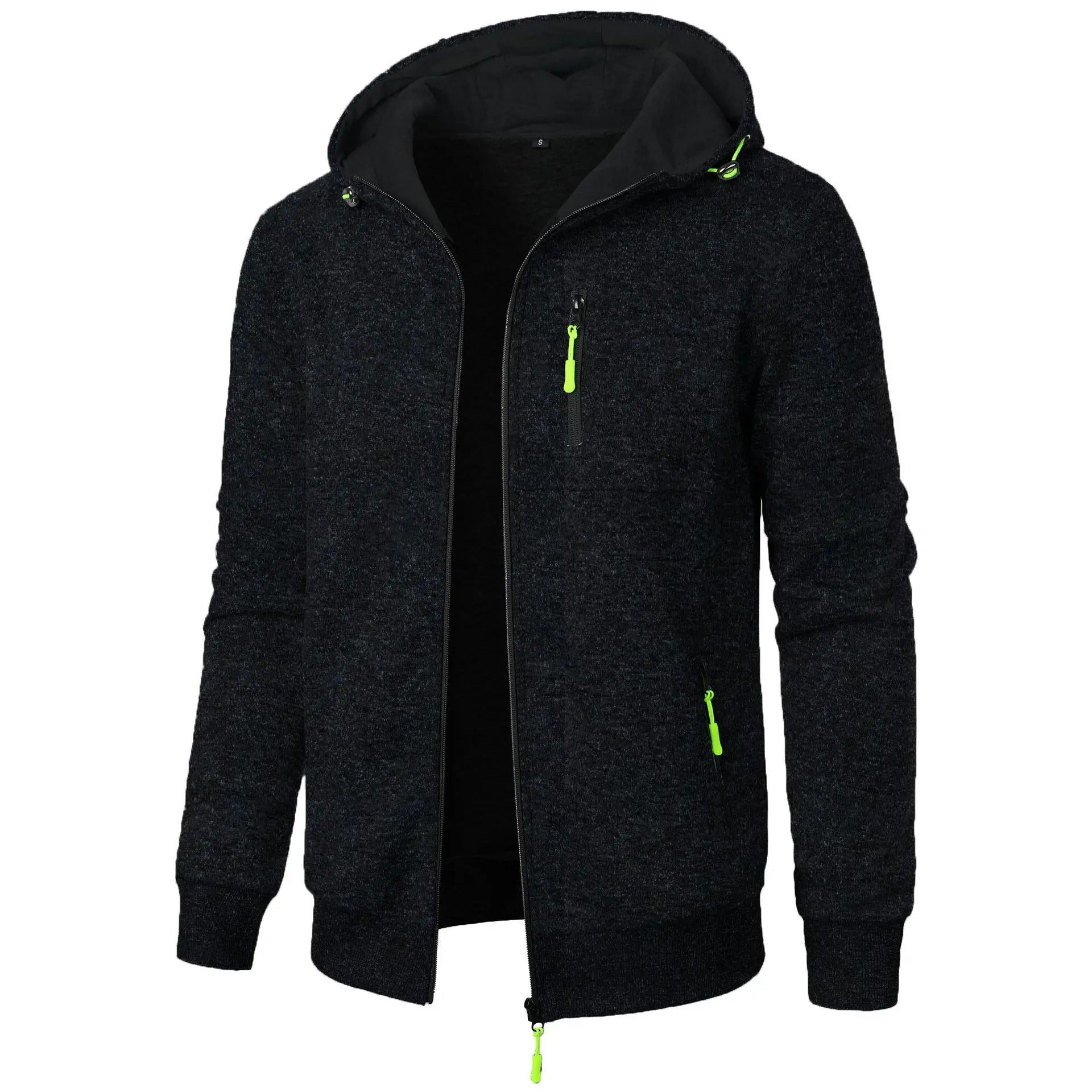 Ryggvisning av menns allsidige hettejakke. Ideell for en avslappet, sporty fritidslook.
