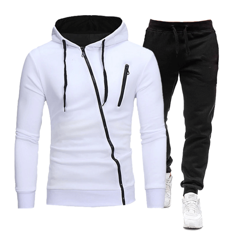 Menns sporty treningsjakke i polyester/bomull for trening og fritid. Komfortabel og stilren hettejakke.