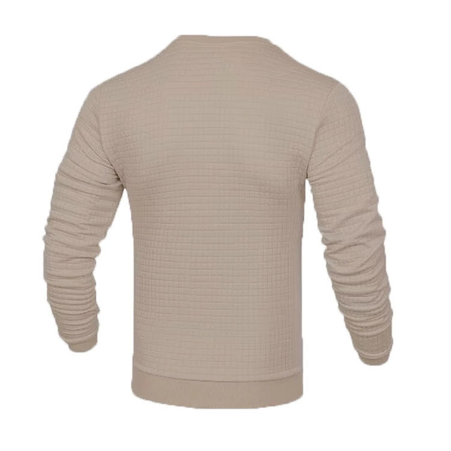 Stilfull grønn menns vaffelgenser, perfekt for en casual look med fokus på kvalitet og komfort.