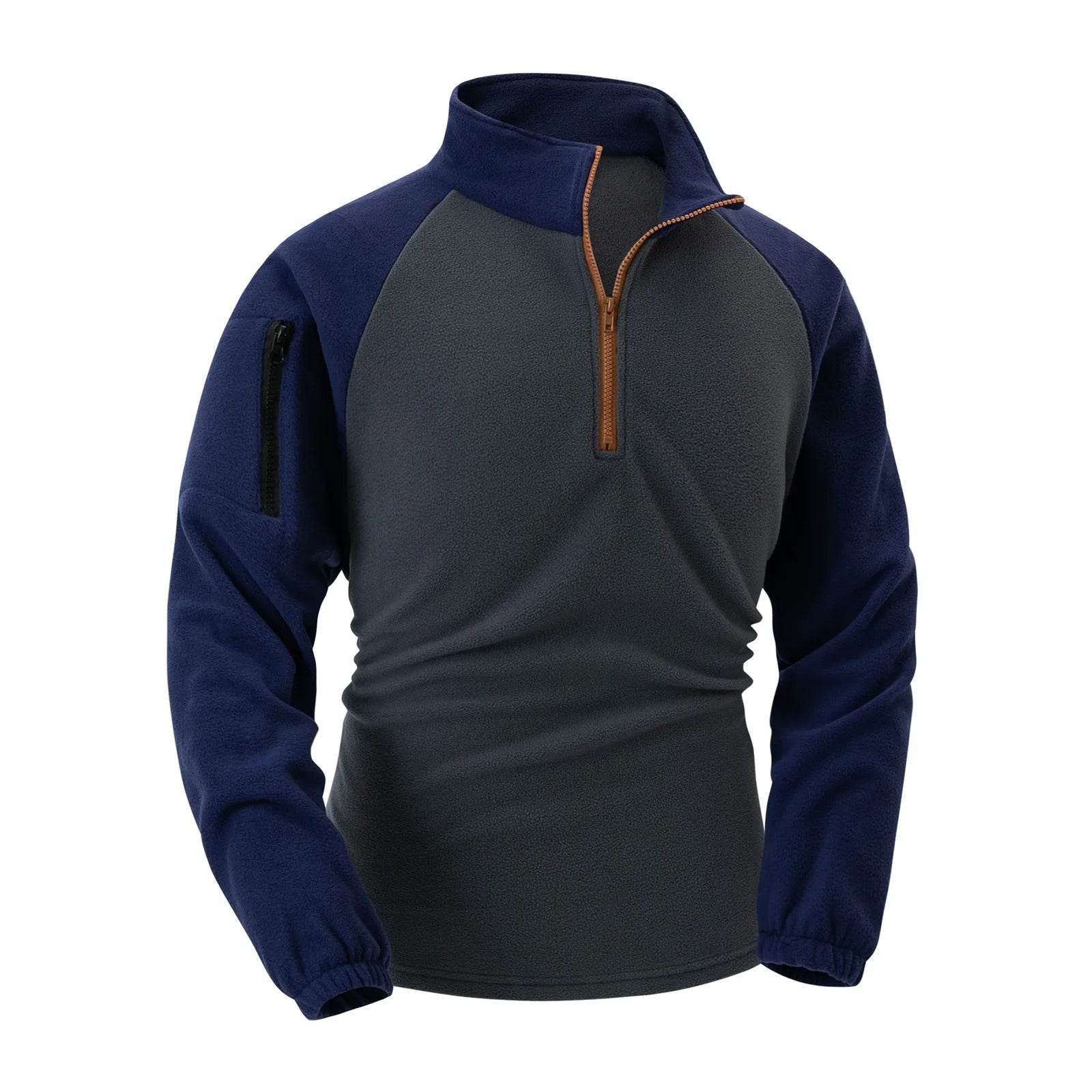 Stilig fleecegenser for menn. Fritidsgenser i varmt fleece med praktisk ermelomme, ideell for lag-på-lag.