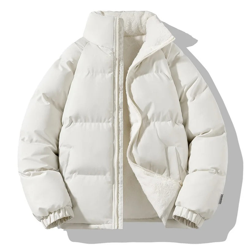 Stilfull herre fleecejakke med glidelås og høy krage, perfekt som casual ytterjakke om vinteren.
