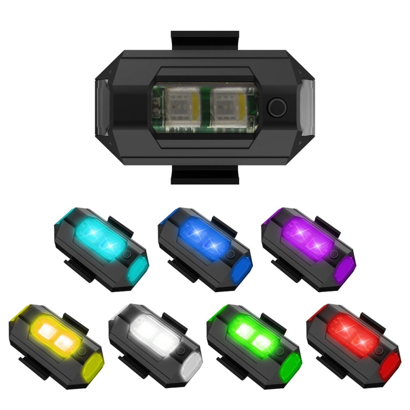Mini LED strobelys for drone og sykkel. Gir maksimal synlighet og sikkerhet i mørket.