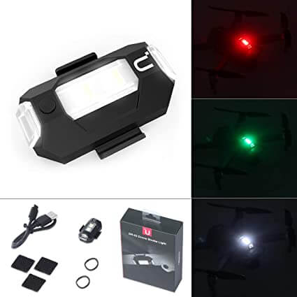 Detaljbilde av mini LED strobelys, viser lysmoduser. Perfekt varsellys for sykkel og drone.