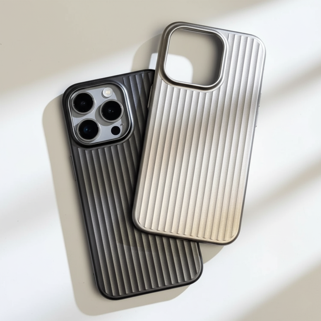 Minimalistisk iPhone-deksel, grått, med forsterkede hjørner for ekstra støtsikker beskyttelse.