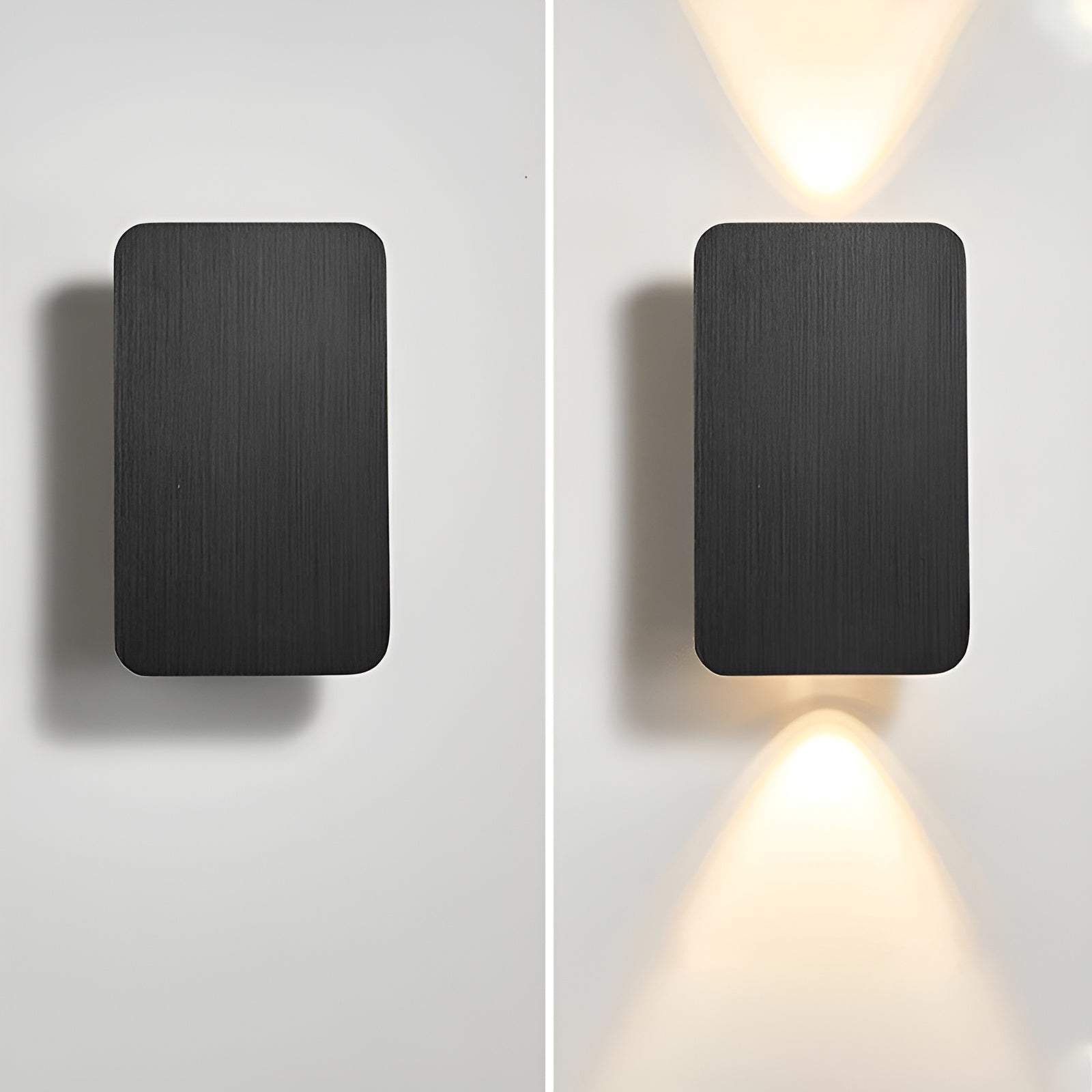 Hvit minimalistisk LED vegglampe som skaper et varmt, innbydende interiørlys for ethvert moderne hjem.