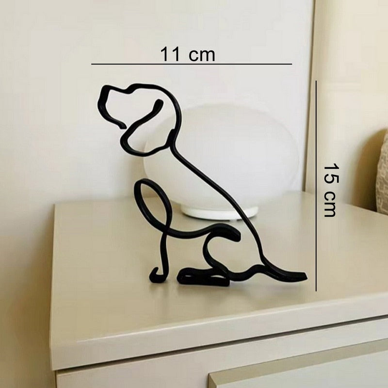 Minimalistisk hundefigur i metall, perfekt for bokhylle eller skrivebord
