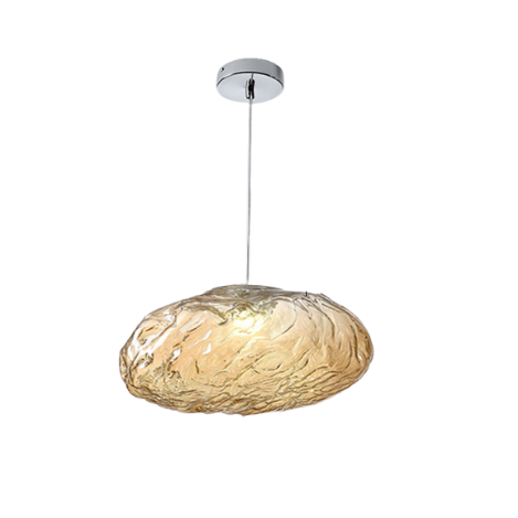 "Minimalistisk pendel med håndlaget blåst glassboble, elegant design i klar farge for moderne interiør."