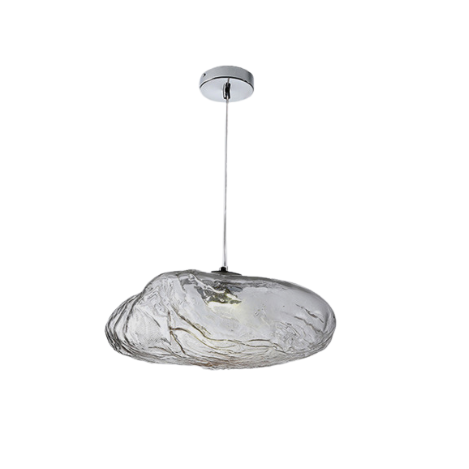 "Minimalistisk pendel med håndlaget blåst glassboble, elegant design i klar farge for moderne interiør."