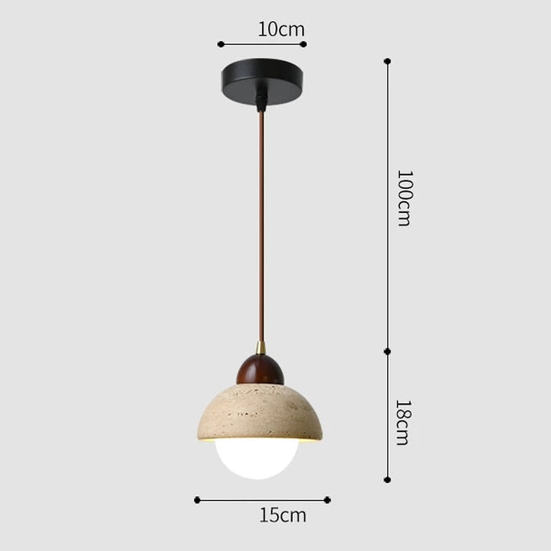 "Minimalistisk pendellampe av naturmarmor, elegant design, unike marmorårer, perfekt for moderne interiør."