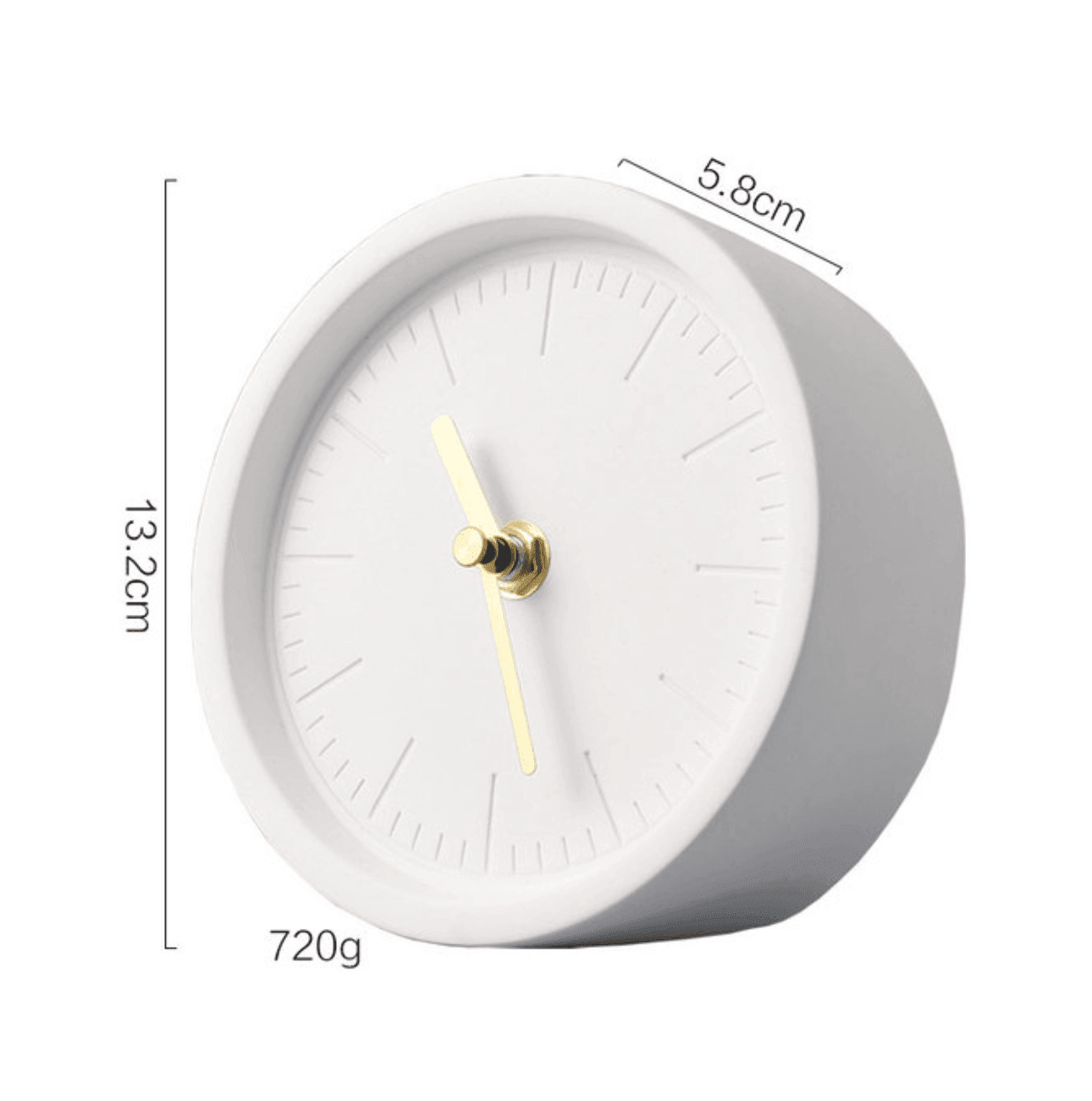 Minimalistisk sementklokke i nordisk stil, perfekt som dekorativt skrivebordsur.