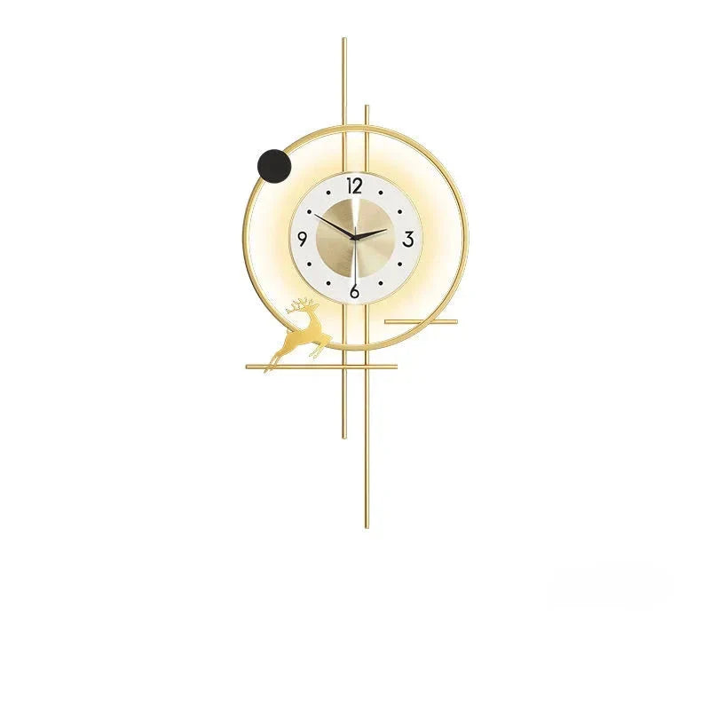 Minimalistisk veggklokke i metall, moderne design for stue, lydløs bevegelse