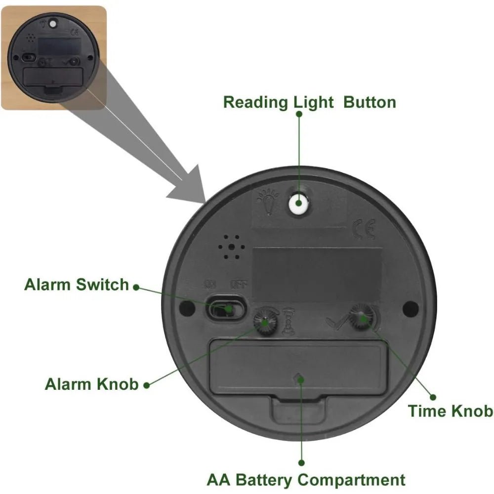 Minimalistisk LED-vekkerklokke i trestruktur. En funksjonell og dekorativ detalj i hjemmets interiør.