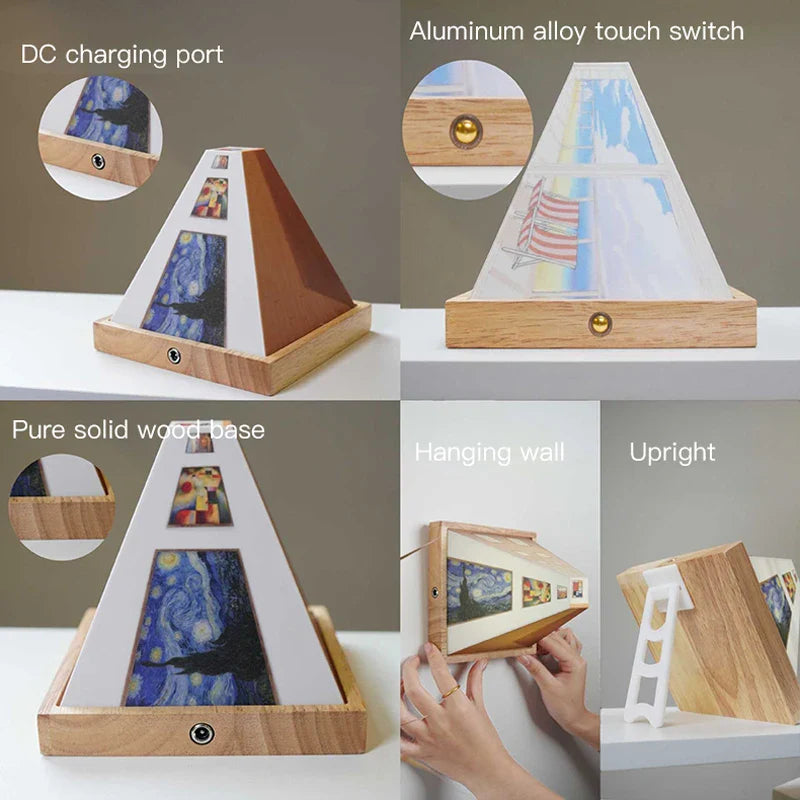Moderne 3D LED-lampe med USB-tilkobling. Unik veggkunstbelysning for stilfull hjemmeinnredning og dekorativt lys.