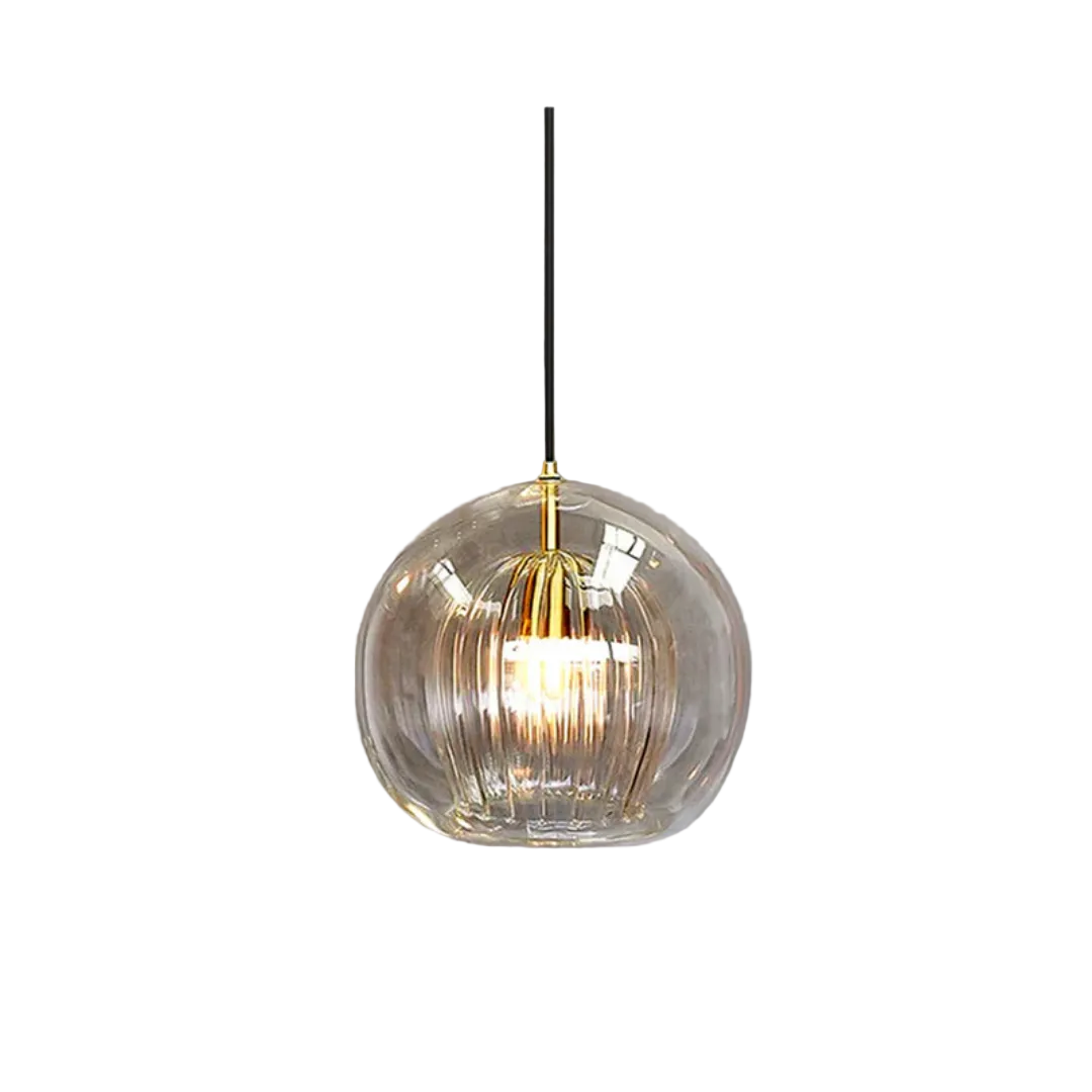 Moderne Aurora Sphere LED pendellampe; elegant sfærisk taklampe med varmhvitt lys for stilfull hjemmeinnredning.