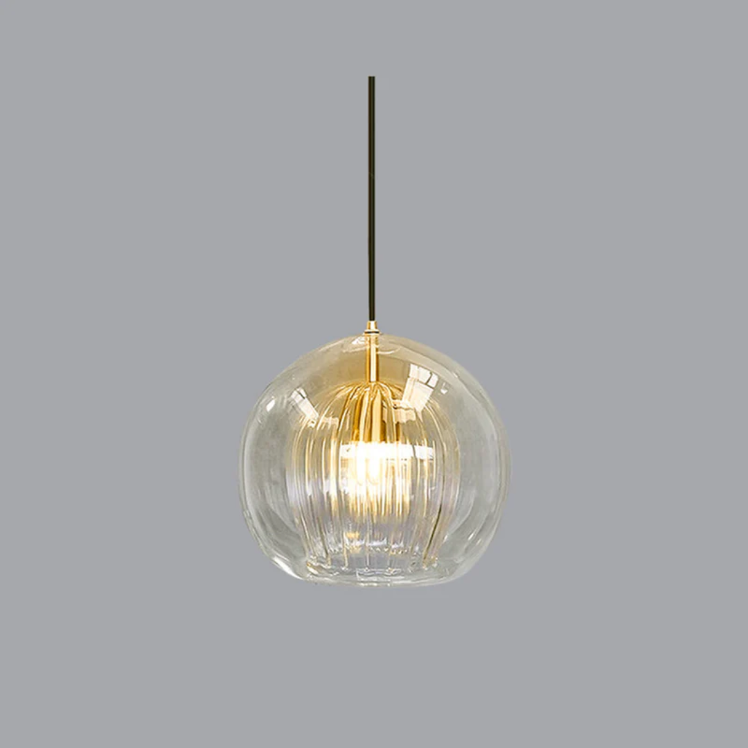 Aurora Sphere LED taklampe, moderne design. En sfærisk pendellampe med varmhvitt lys, perfekt for hjemmeinnredning.