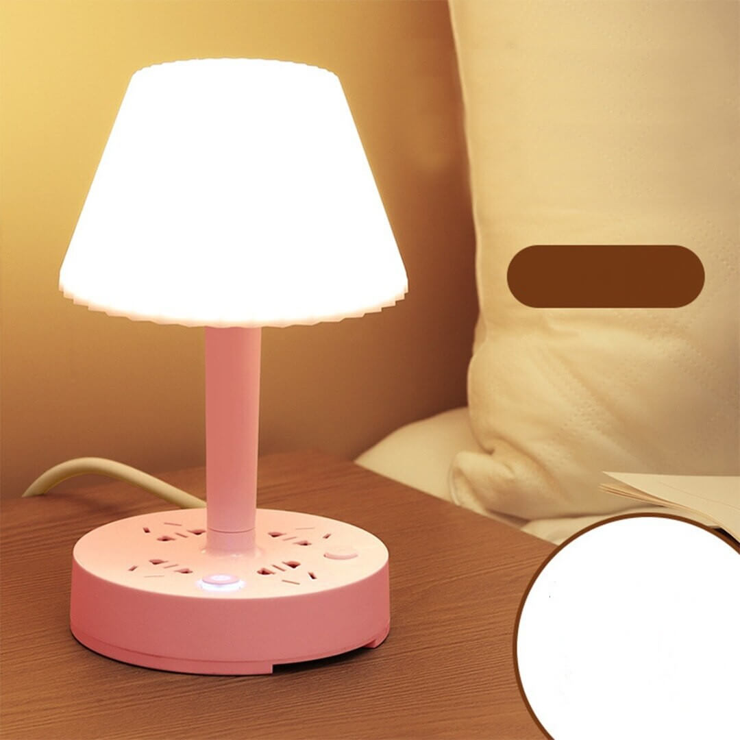 Hjemmeelektronikk: Multifunksjonell bordlampe med telefonholder, USB-lader og strømuttak. Ideell leselampe.