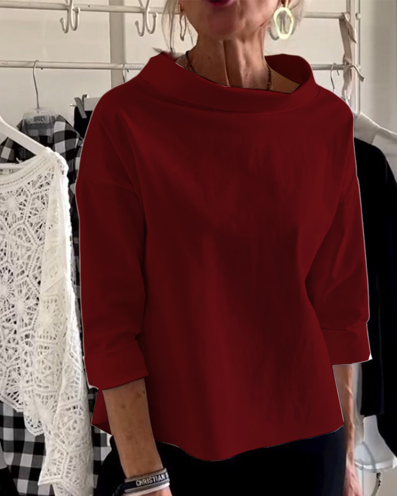 Elegant festtopp for kvinner. Moderne høy krage, pustende og allsidig damebluse for sommeren.