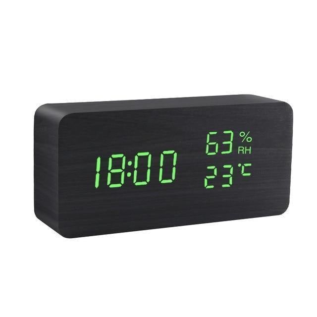 Moderne alarmklokke sett fra siden, fremhever slankt design og funksjonell eleganse.