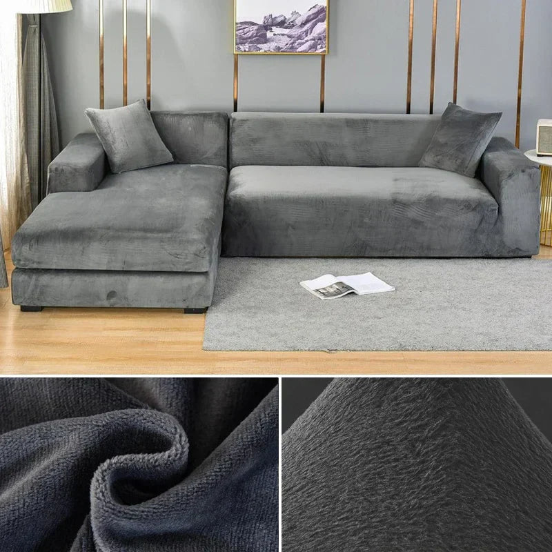 Beige elastisk sofatrekk for enkel sofafornyelse, bidrar til en frisk og innbydende hjemmeinnredning.