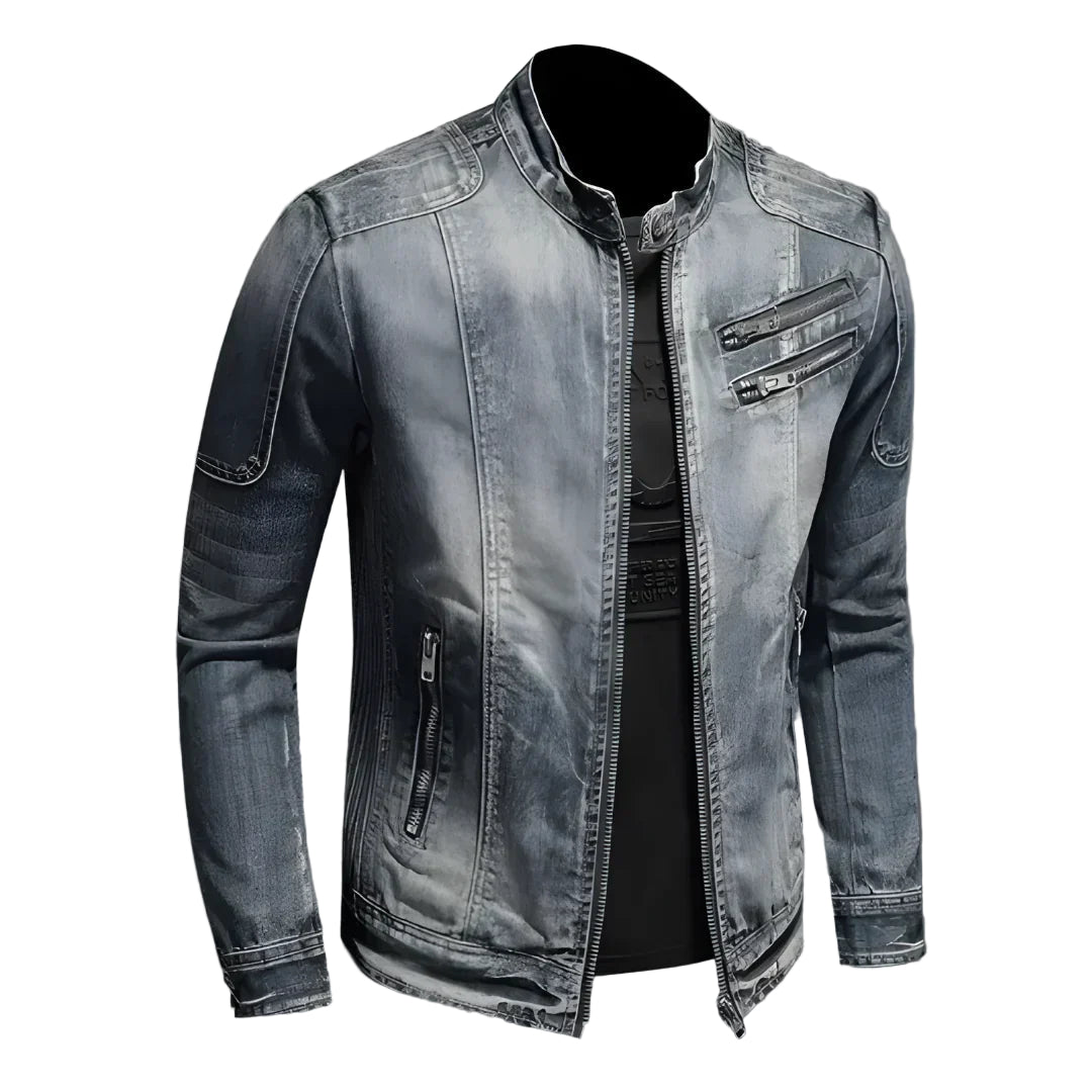 Moderne herre vinter denimjakke for menn. Varm, stilren og allsidig denimjakke, perfekt til høst og vinter hverdagsbruk.