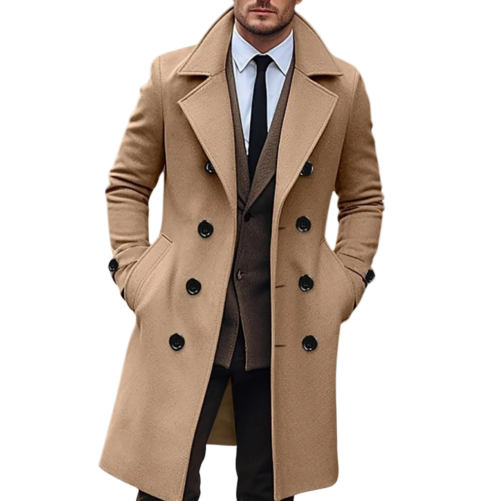 Moderne herrefrakk med sofistikert snitt, perfekt for elegant stil og allsidig bruk. Optimal høst- og vinterfrakk.