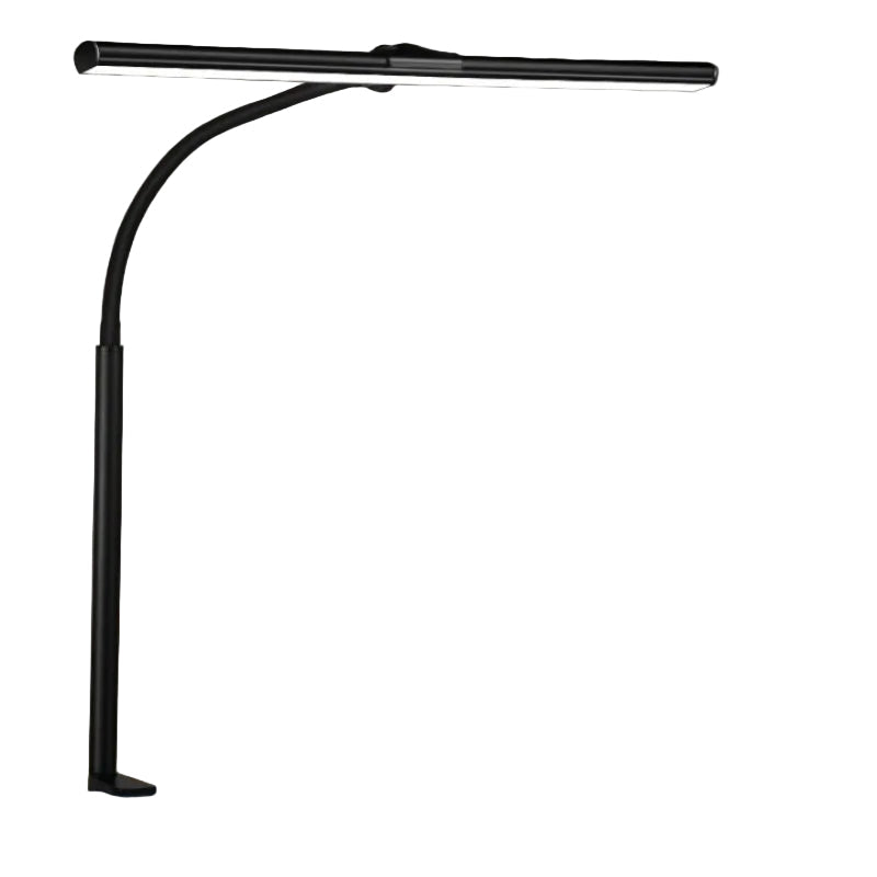 Moderne hvit LED-bordlampe med fleksibel svanehals, dimbar funksjon for optimal skrivebordsbelysning.