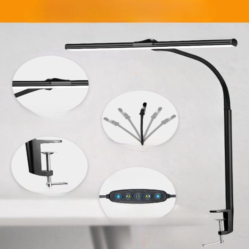 Stilren skrivebordslampe med fleksibel svanehals, moderne design og energieffektiv LED-belysning.