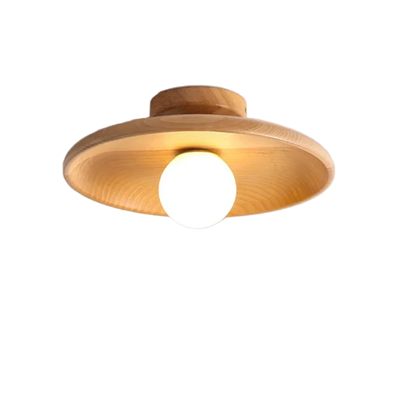 Moderne kuleformet taklampe med varm belysning, ideell for stue eller spisestue.