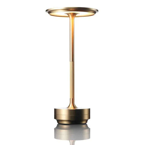 "Moderne LED-bordlampe, trådløs, justerbar, oppladbar, sølvfarget, elegant design for både moderne og klassiske interiører."