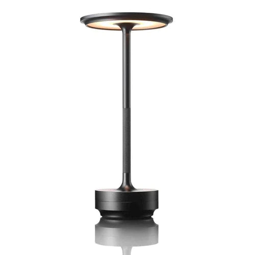 "Moderne LED-bordlampe, trådløs, justerbar, oppladbar, sølvfarget, elegant design for både moderne og klassiske interiører."