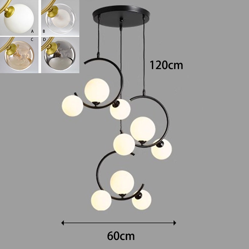 Moderne LED-pendellampe med justerbar høyde, akryl og glass, skaper luksuriøs stemning i stue eller spisestue.