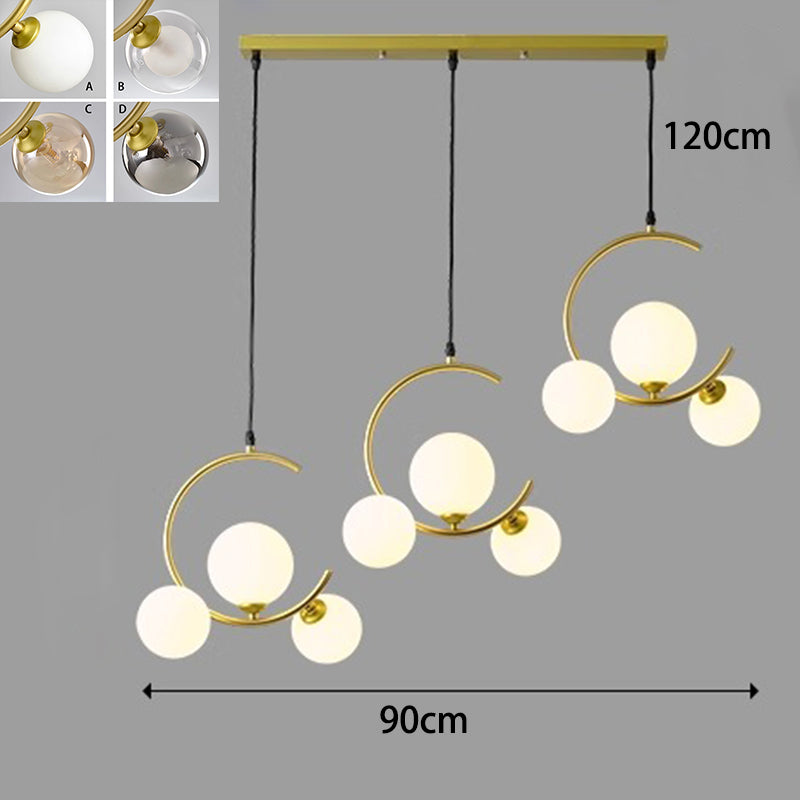 Moderne LED-pendellampe med justerbar høyde, akryl og glass, skaper luksuriøs stemning i stue eller spisestue.