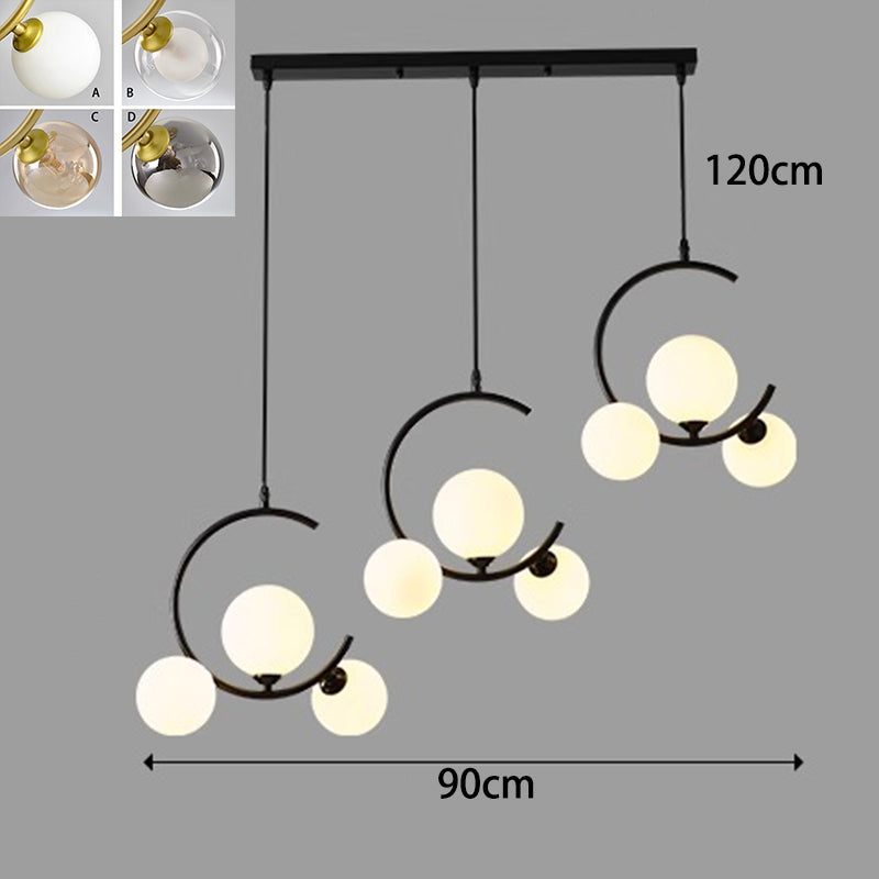 Moderne LED-pendellampe med justerbar høyde, akryl og glass, skaper luksuriøs stemning i stue eller spisestue.