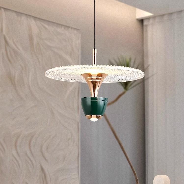 Moderne LED pendellampe, skiveformet, med varmt LED-lys. Stilfull belysning for moderne interiør. Flere fargevalg.